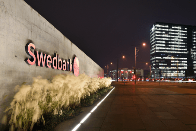 Fasaden av Swedbanks huvudkontor i Vilnius